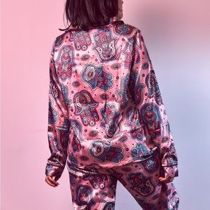 Silk satin womens pajama set two pieces sleepwear